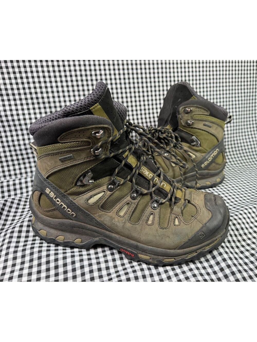 Salomon Quest 4D GTX Gore-Tex Hiking Boots Mens 8.5 Olive Green Contagrip
